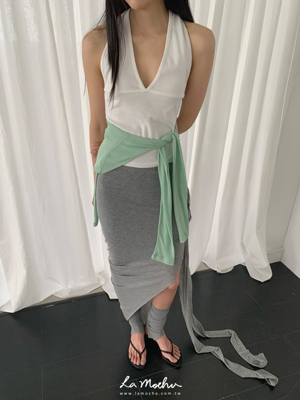 掛脖美背滾邊棉質背心